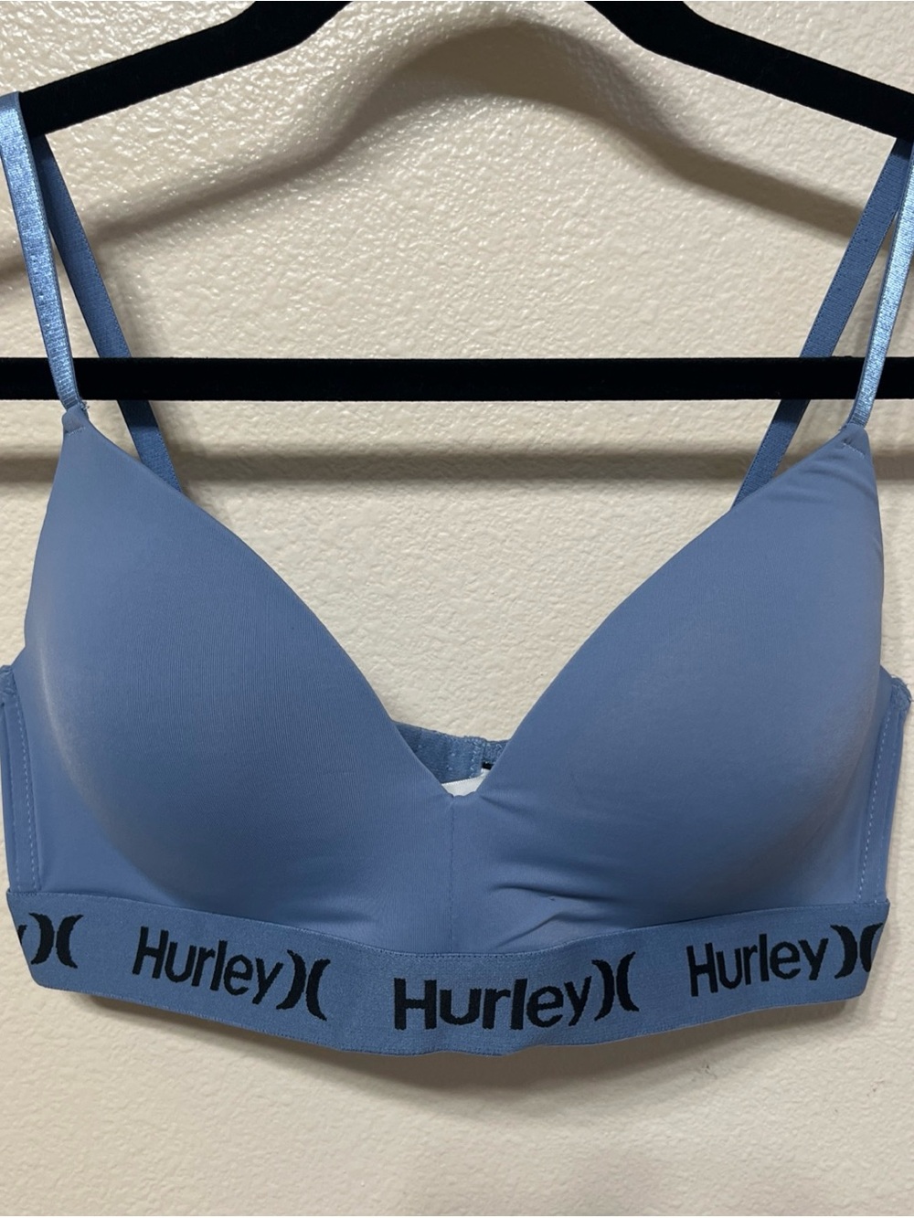 Hurley Light Blue Seamless Padded Bralette with Branded Band